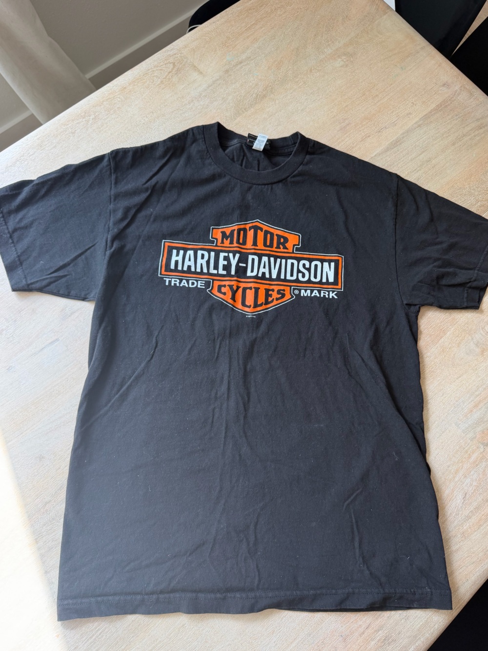 Harley-Davidson Black Tee with Orange & White Shield Logo